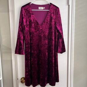 Eliza J Size 14 Crushed Velvet Bell Sleeve Shift Shirt Dress whimisgoth fairy